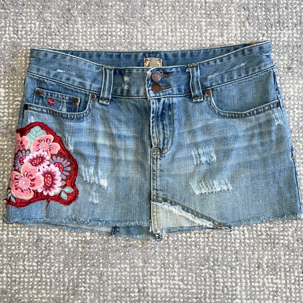 Y2K Abercrombie and Fitch patchwork Jean Skirt